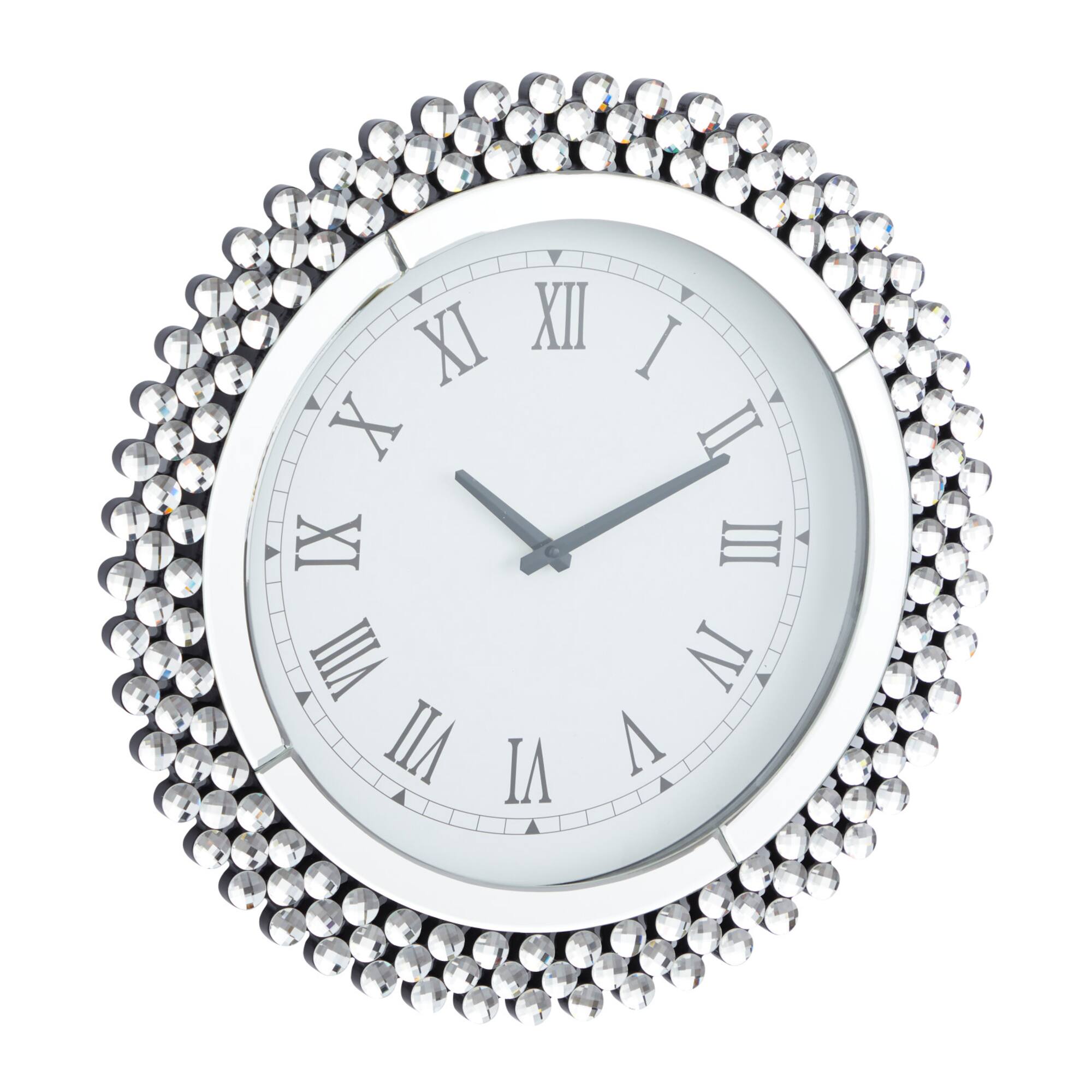 Silver MDF Glam Wall Clock, 20" x 2" x 20"